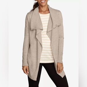 Eddie Bauer Flightplan Long Drape Cardigan Sweater, Acrylic Wool, Wheat, Size S
